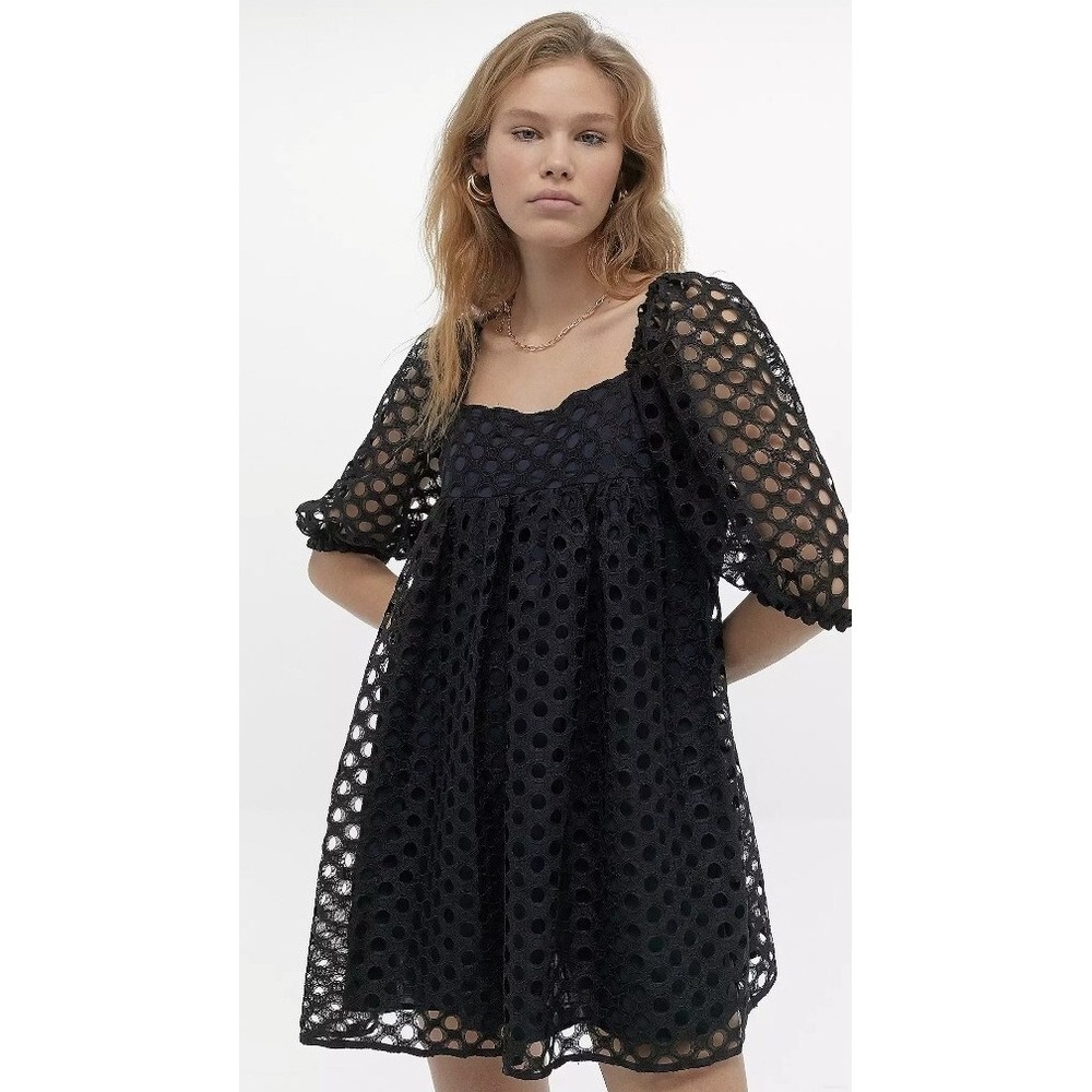 Kimchi Blue Moe Dot Lace Urban Outfitters Black Babydoll Mini M A006785
